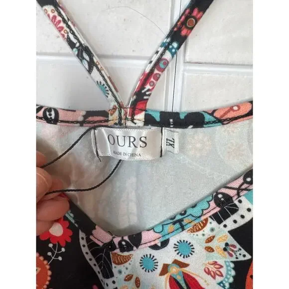 OURS Women's XL Flowy Paisley & Floral Camisole Polyester Spandex - Picture 2 of 8